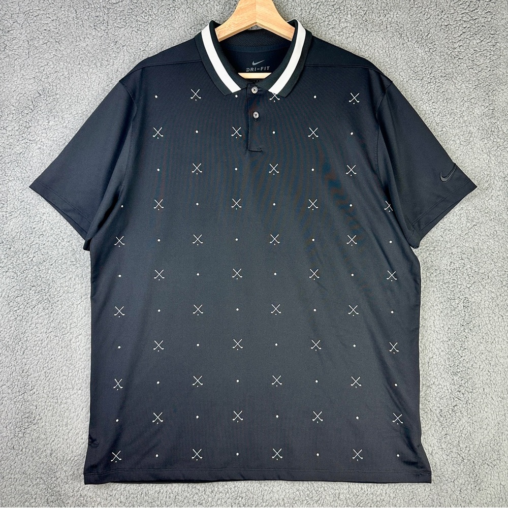 Nike Men's Polo Shirt Golf Pattern Black Large